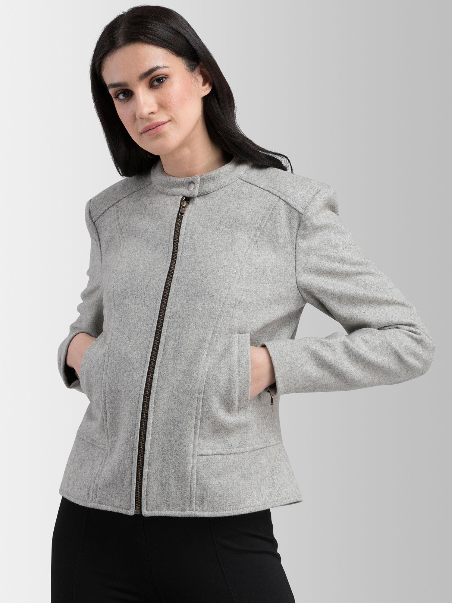 grey solid jacket
