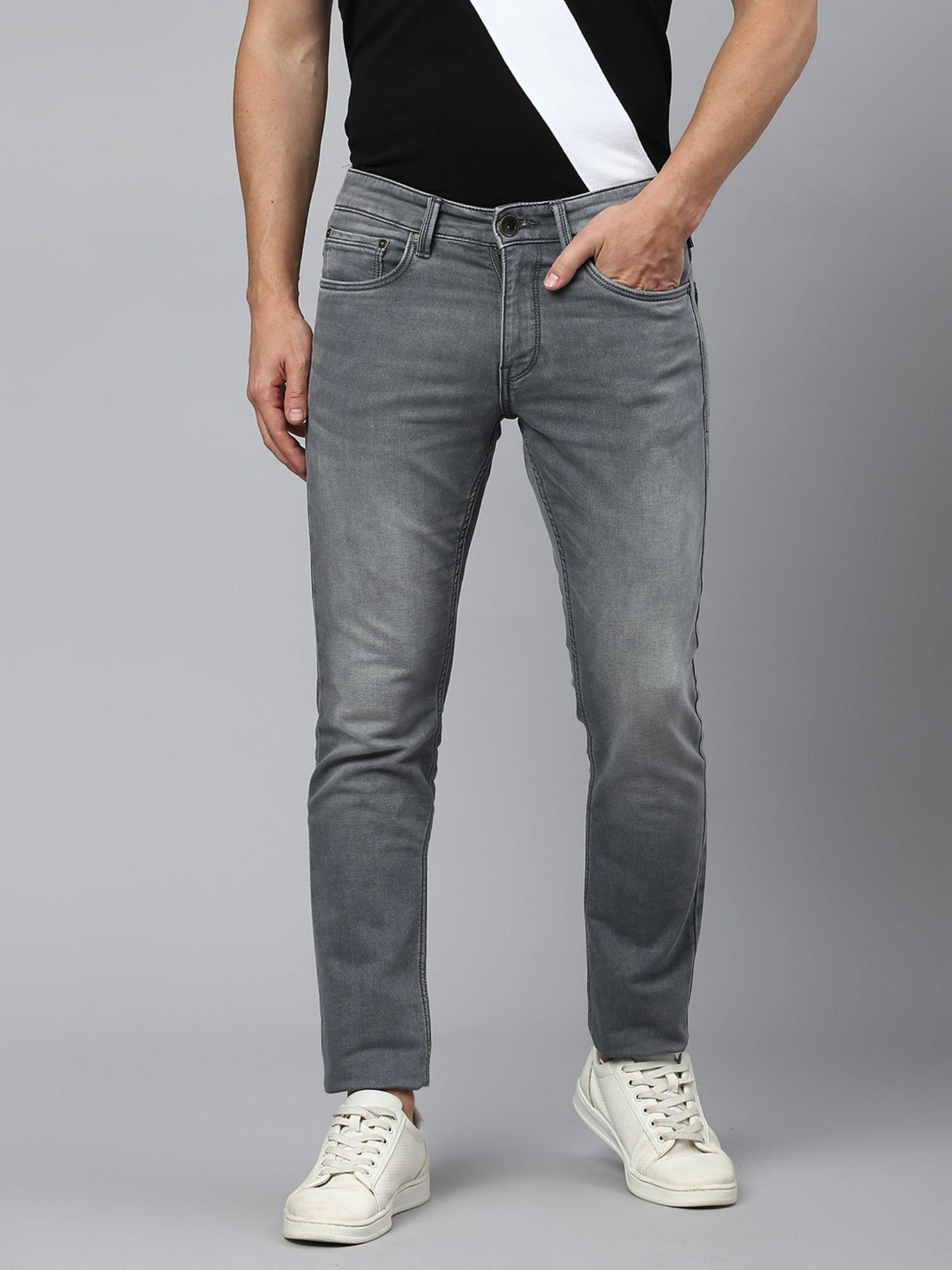 grey solid jeans