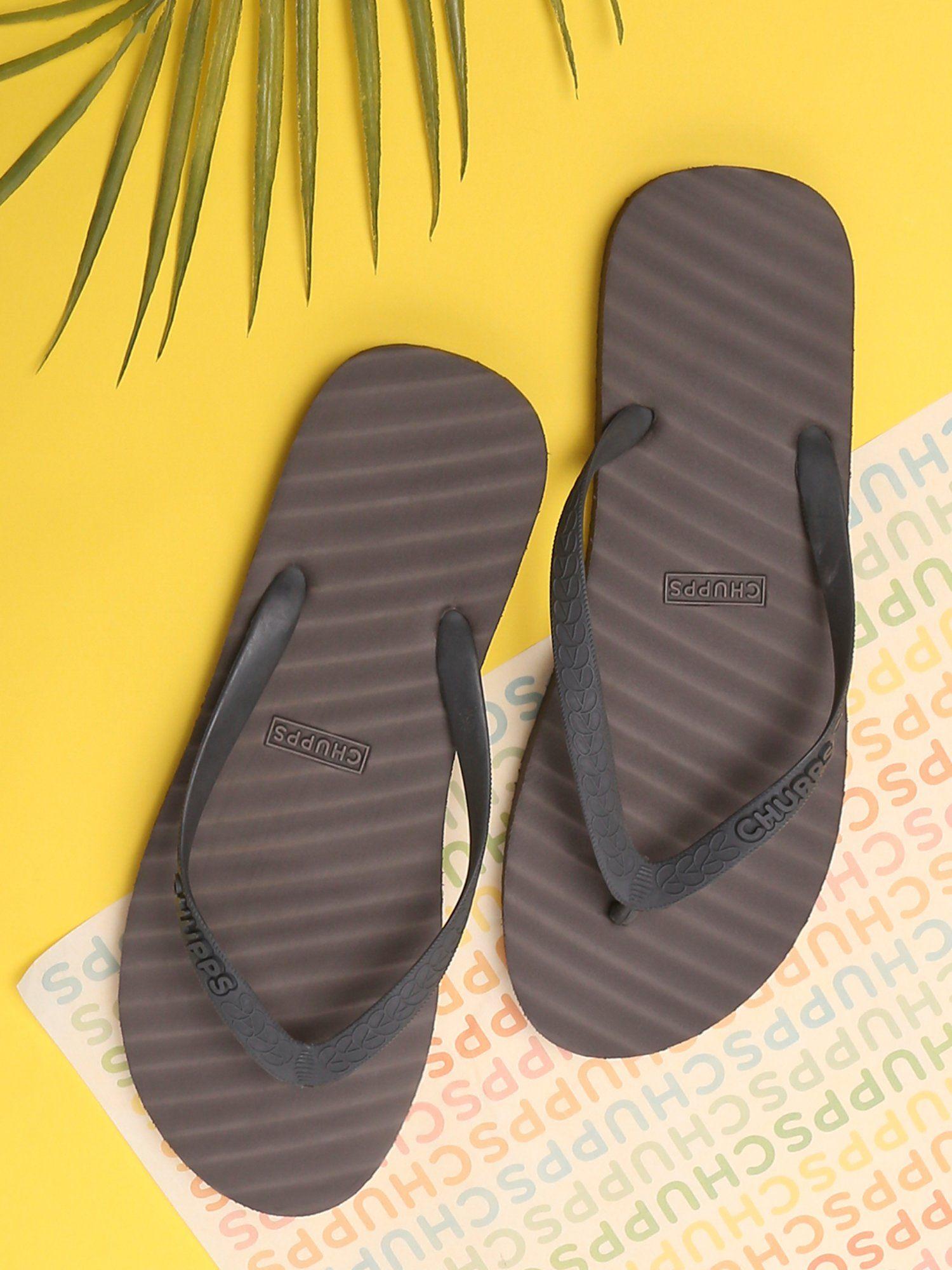 grey solid-plain banana leaf monochrome rubber flipflops