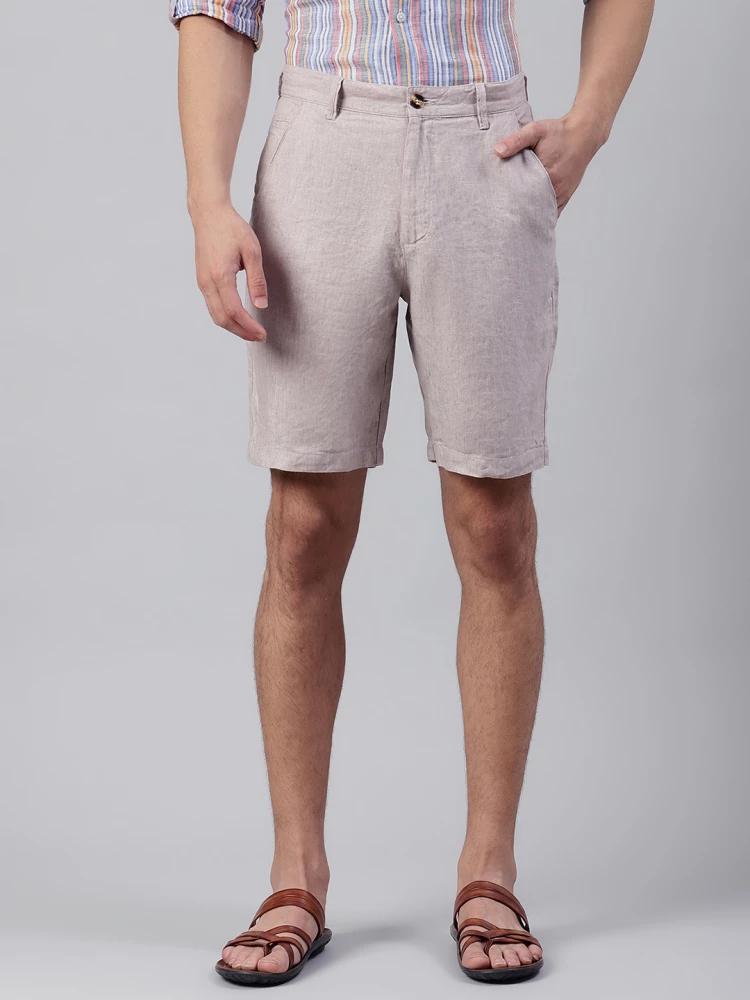 grey solid regular fit shorts