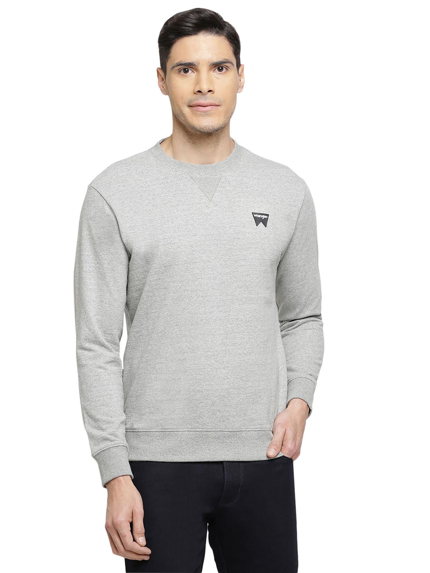 grey solid regular fit sweatshirt