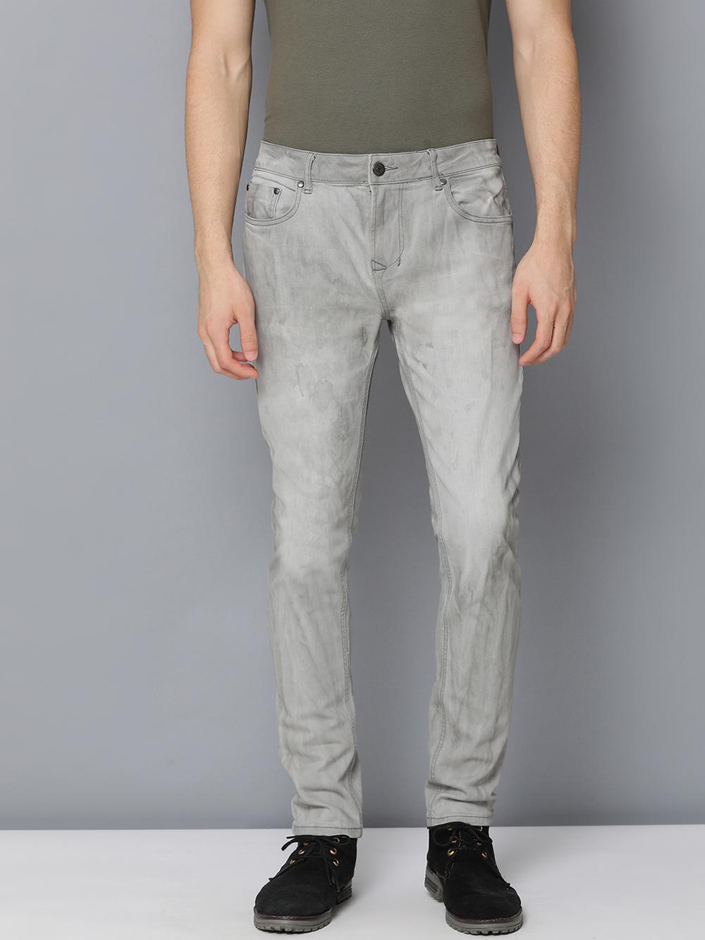 grey solid slim fit jeans