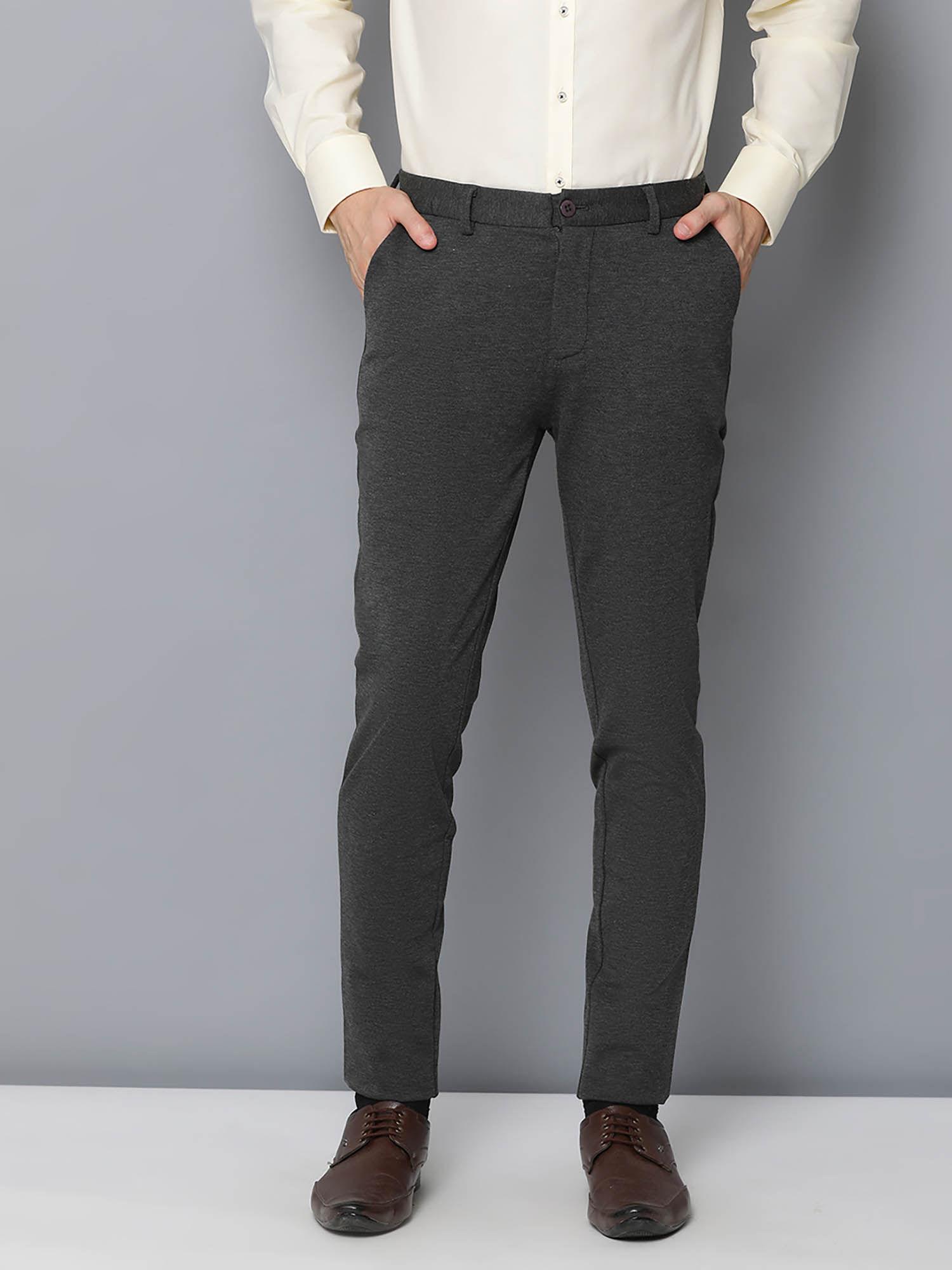 grey solid slim fit trouser