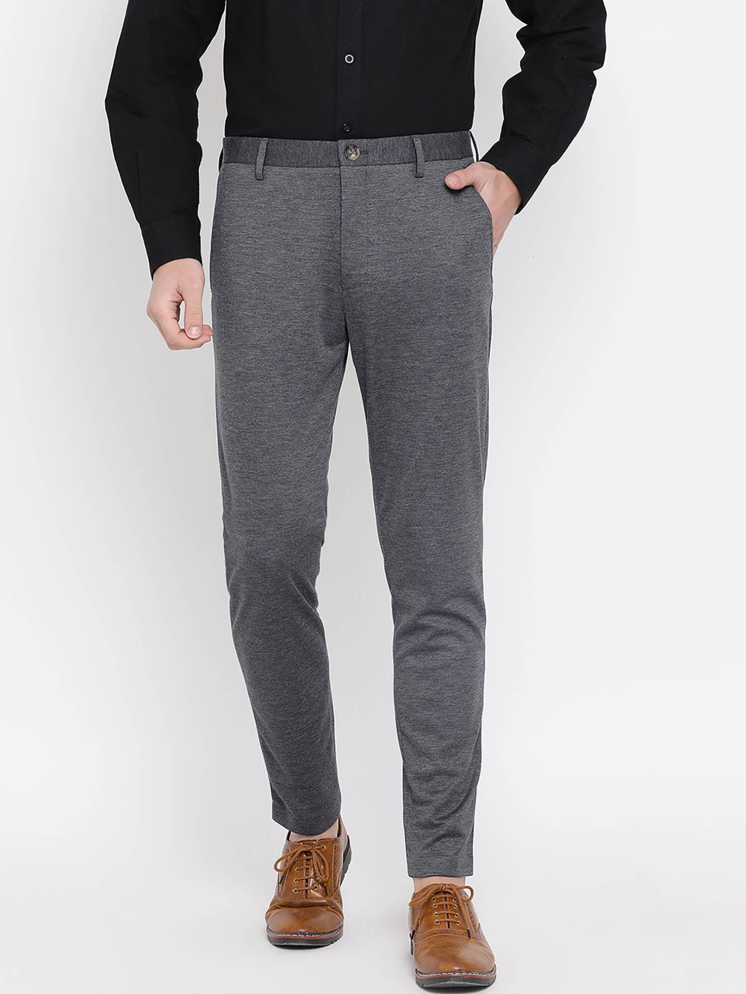 grey solid slim fit trouser