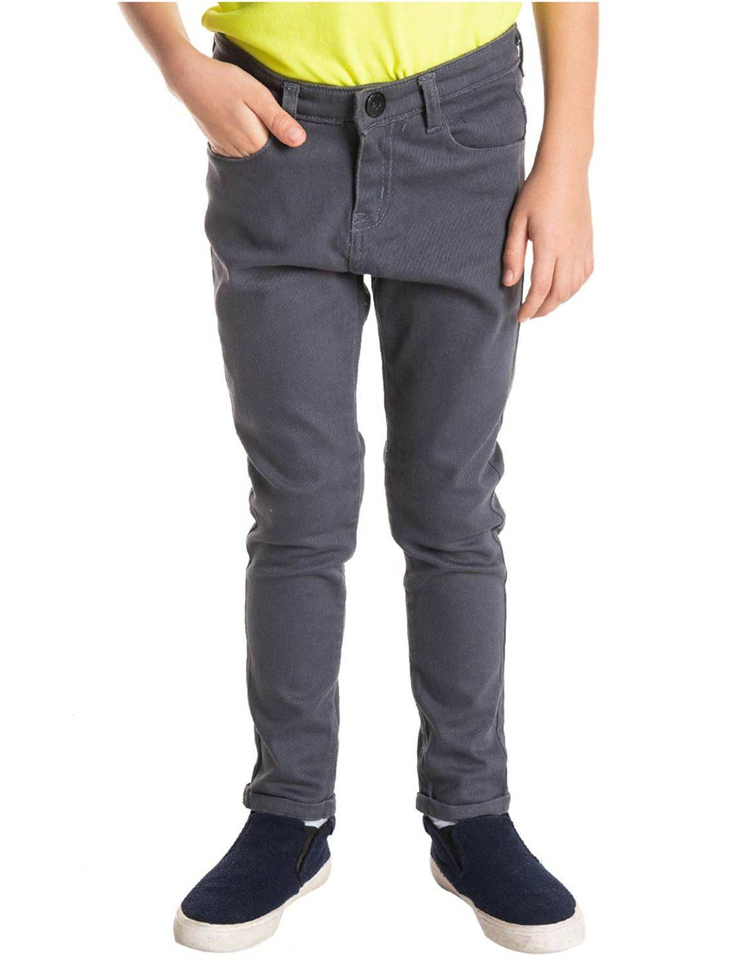 grey solid smart chino pants