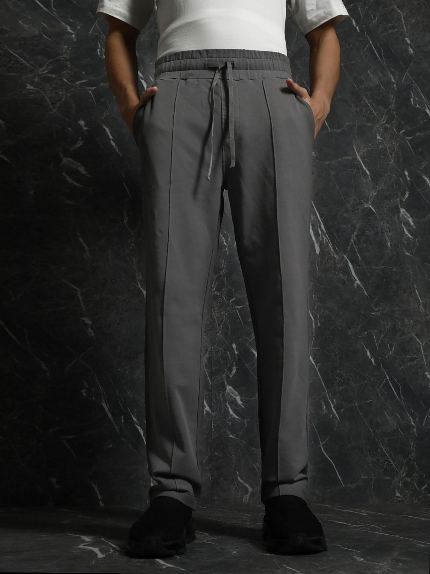 grey solid straight fit joggers