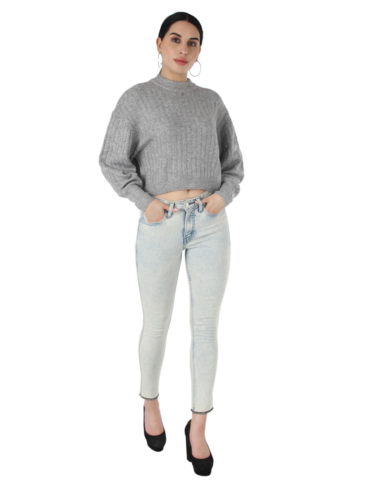 grey solid sweater