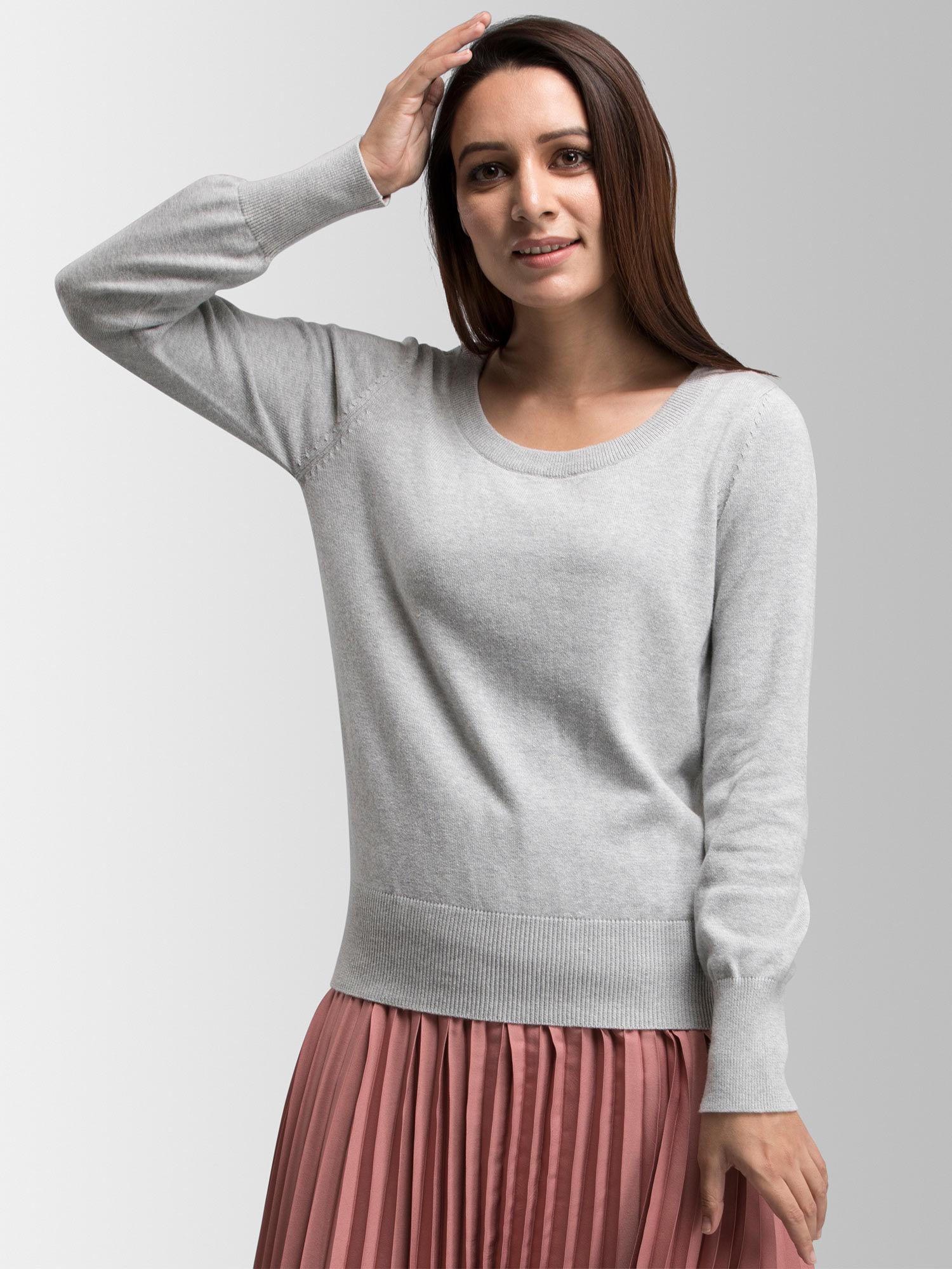 grey solid sweater