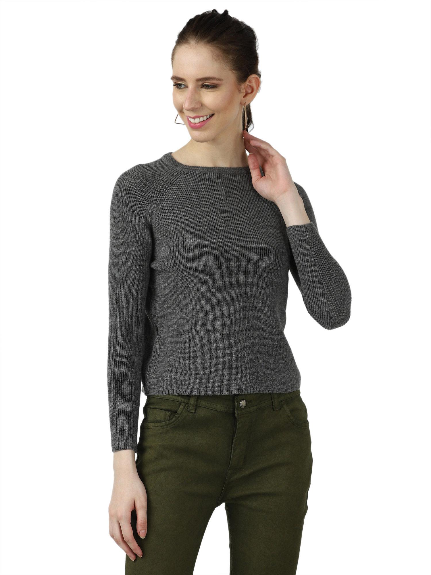 grey solid sweater