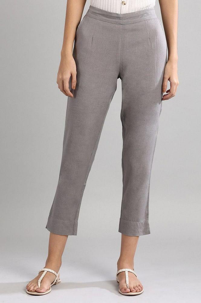 grey solid trousers