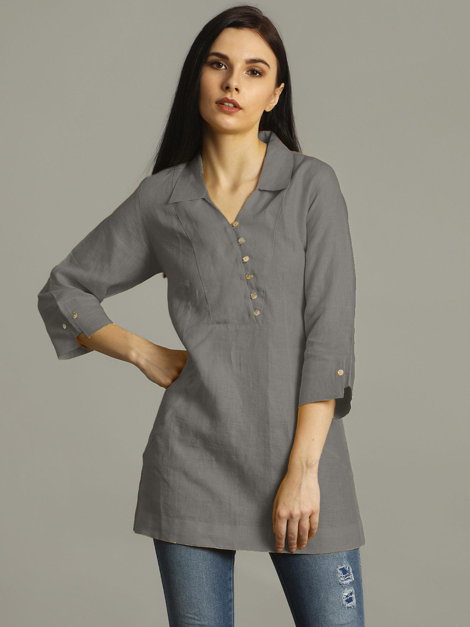 grey solid tunic