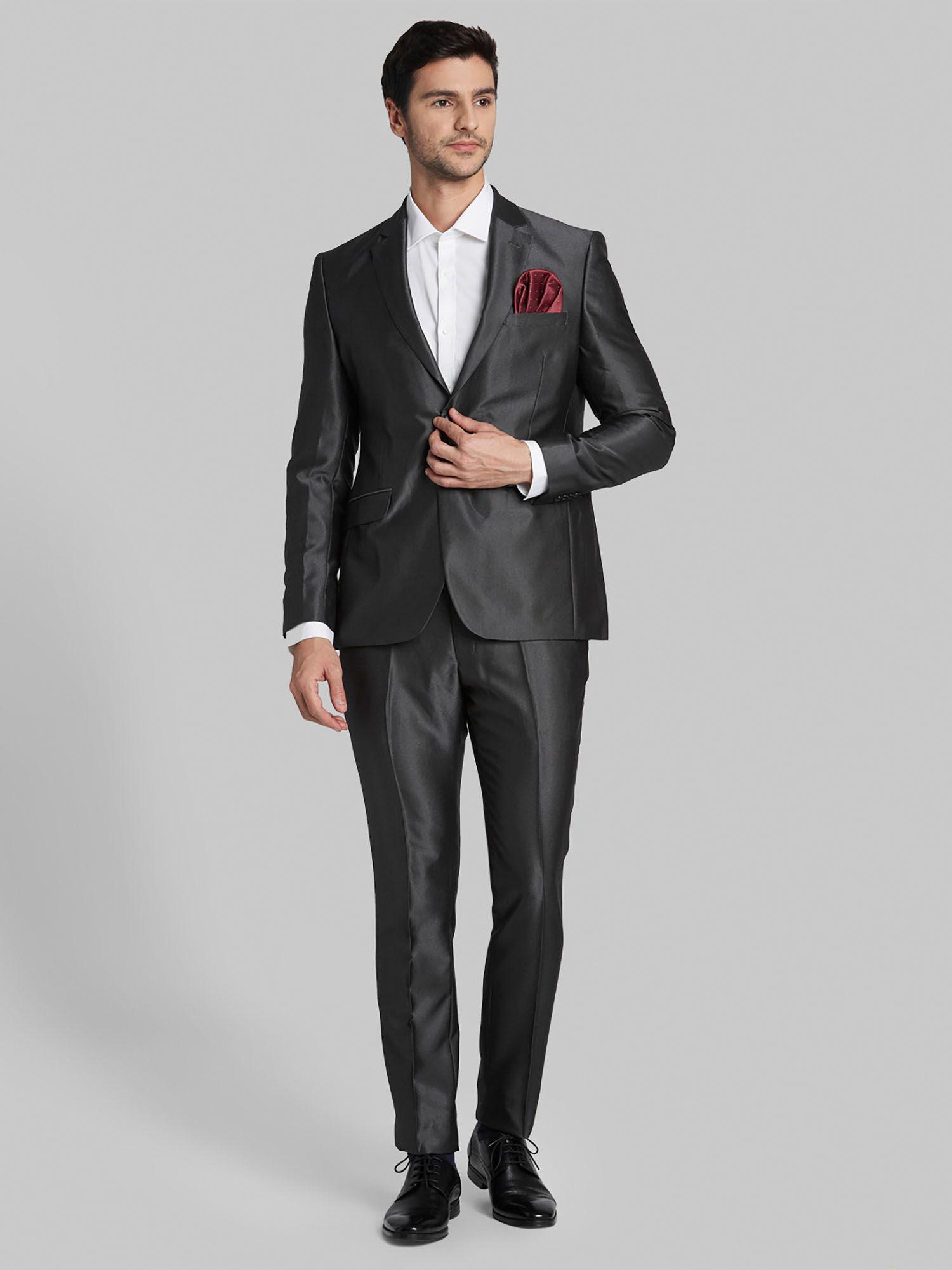 grey solid two piece suit