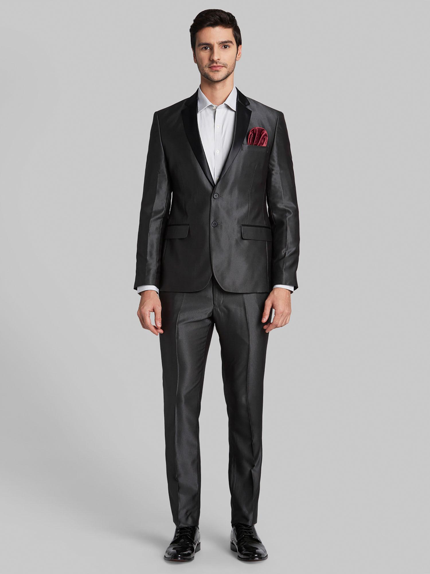 grey solid two piece suit