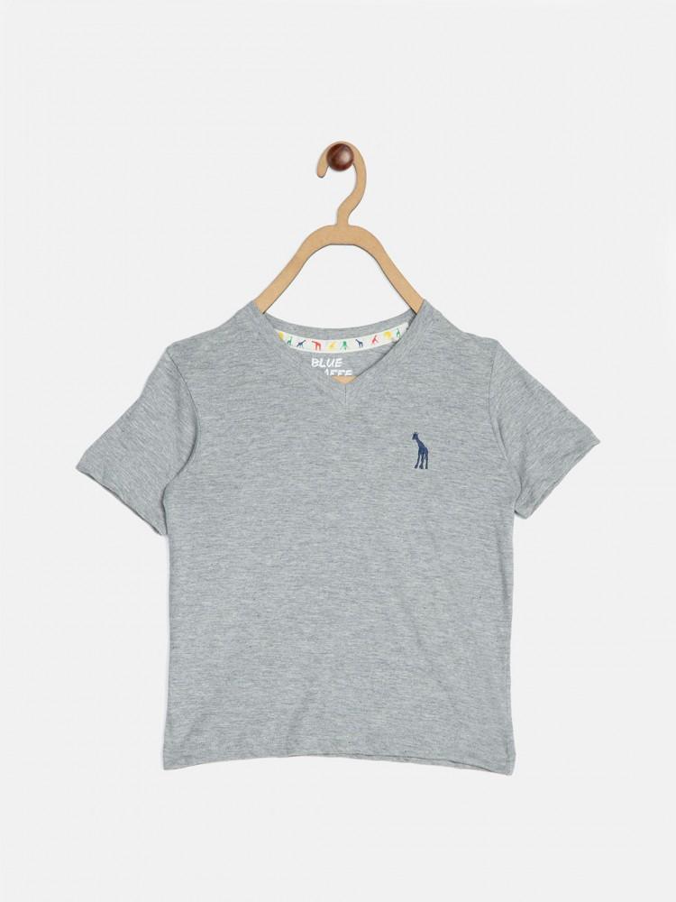 grey solid v neck tshirt