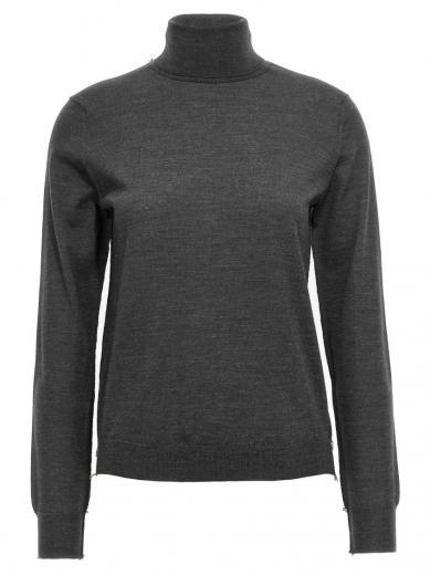 grey stitching wool turtleneck sweater