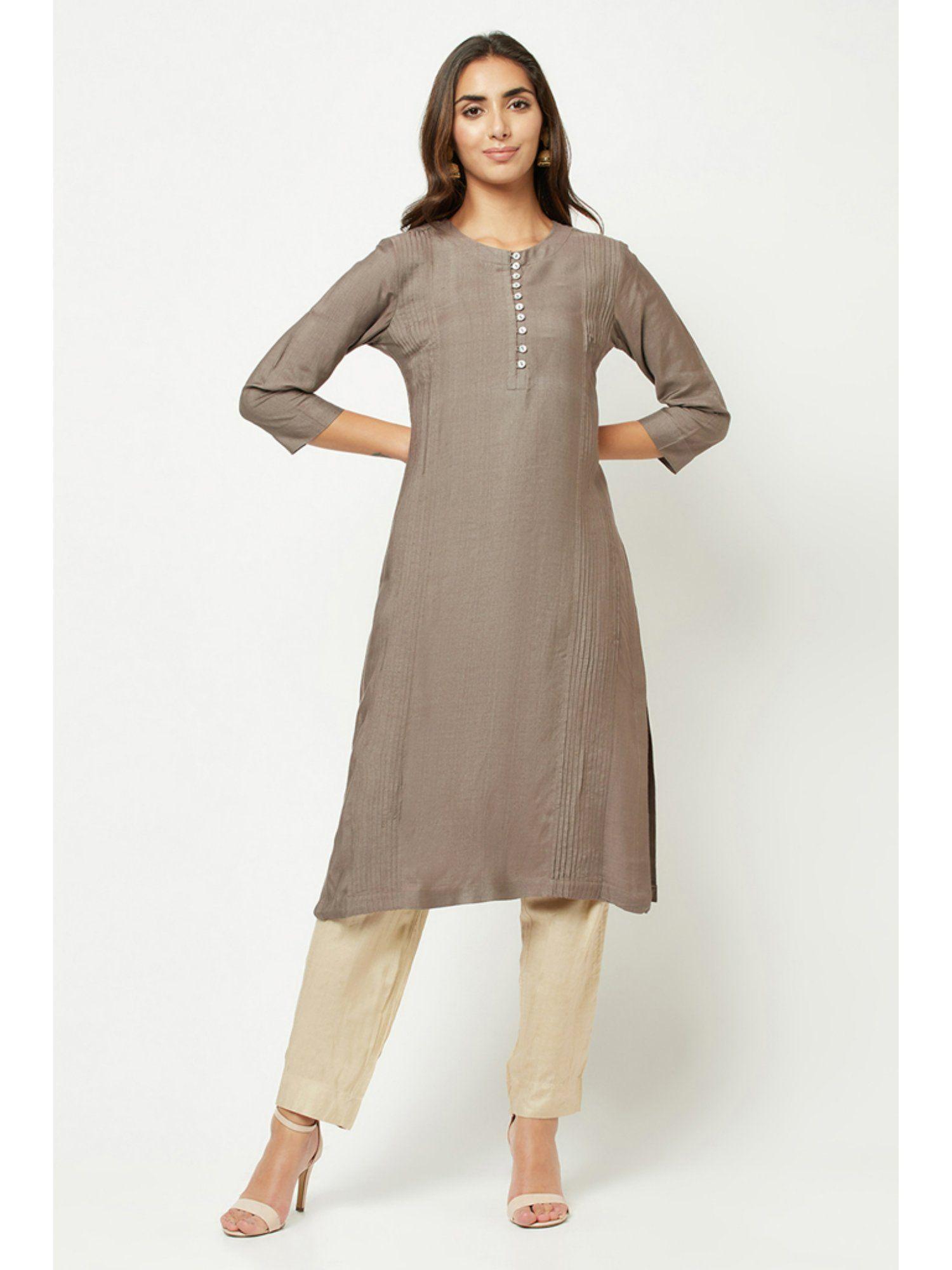 grey straight fit kurta