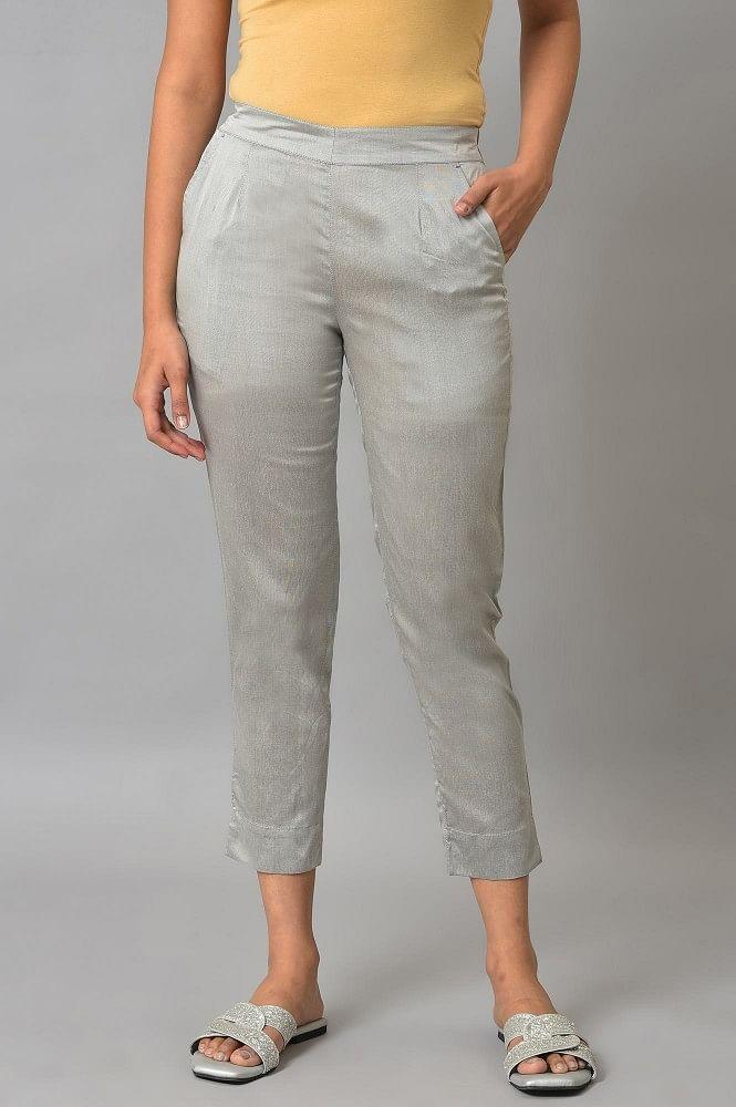 grey straight fit plus size trouser pants
