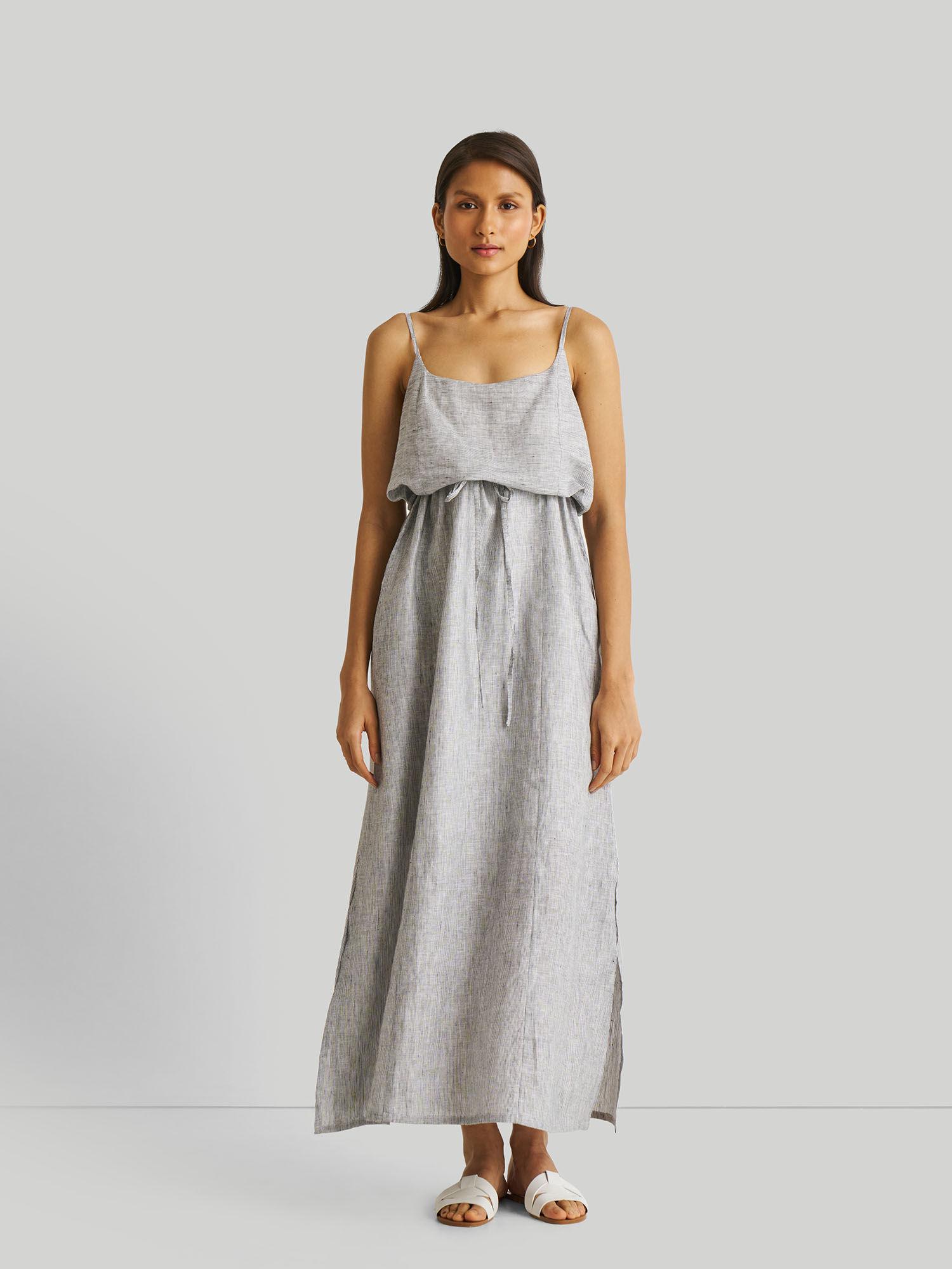 grey strappy maxi dress