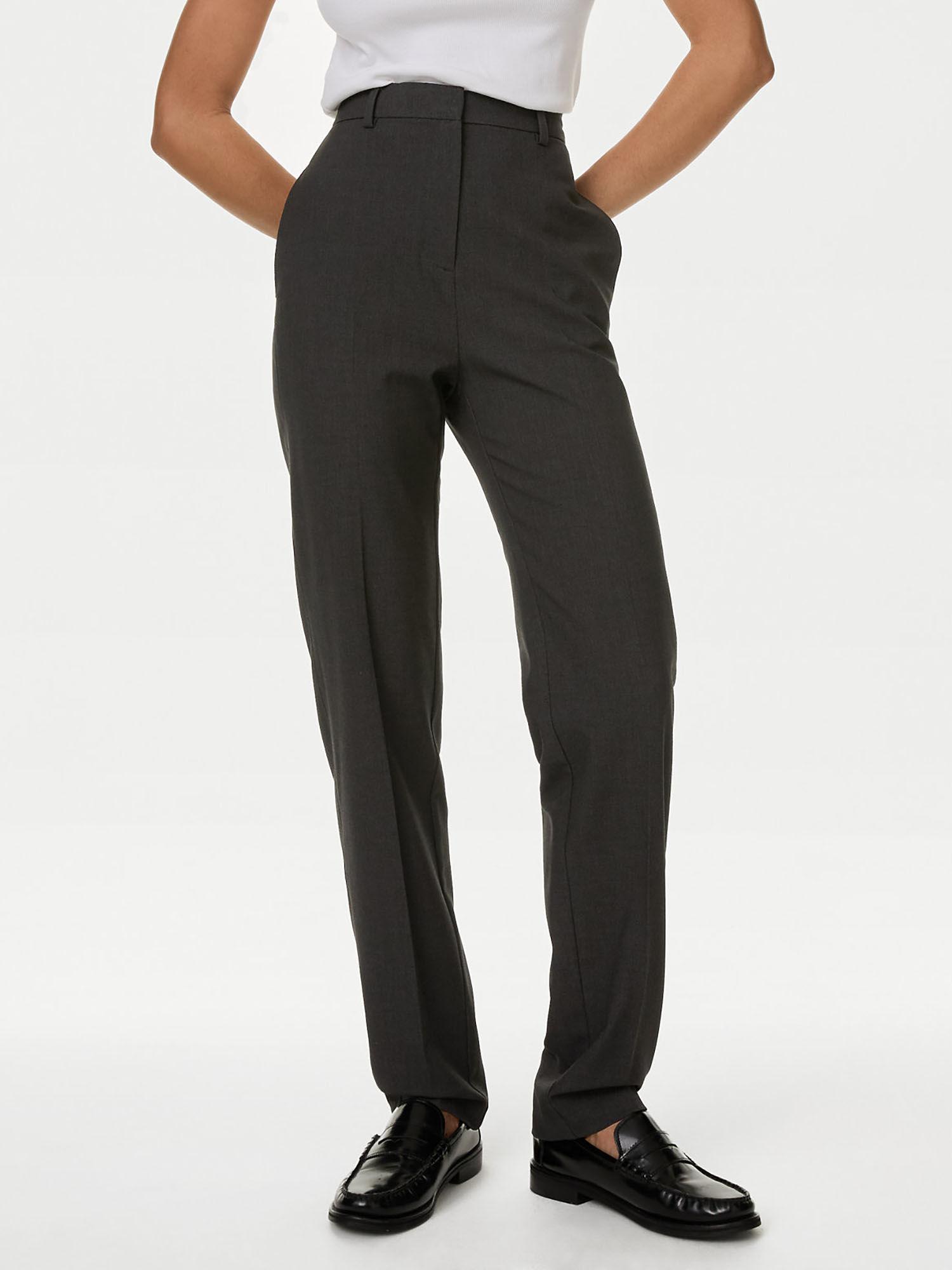 grey stretch straight leg trouser