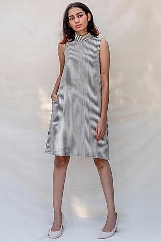 grey striped slip dress