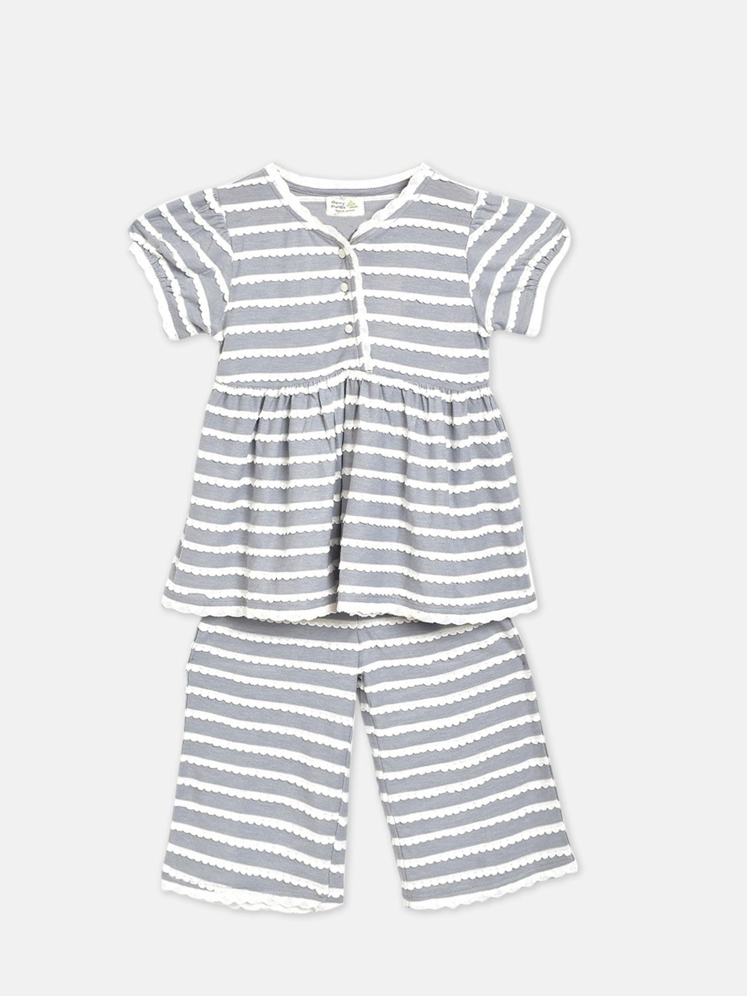 grey striped top & pyjama nightsuit
