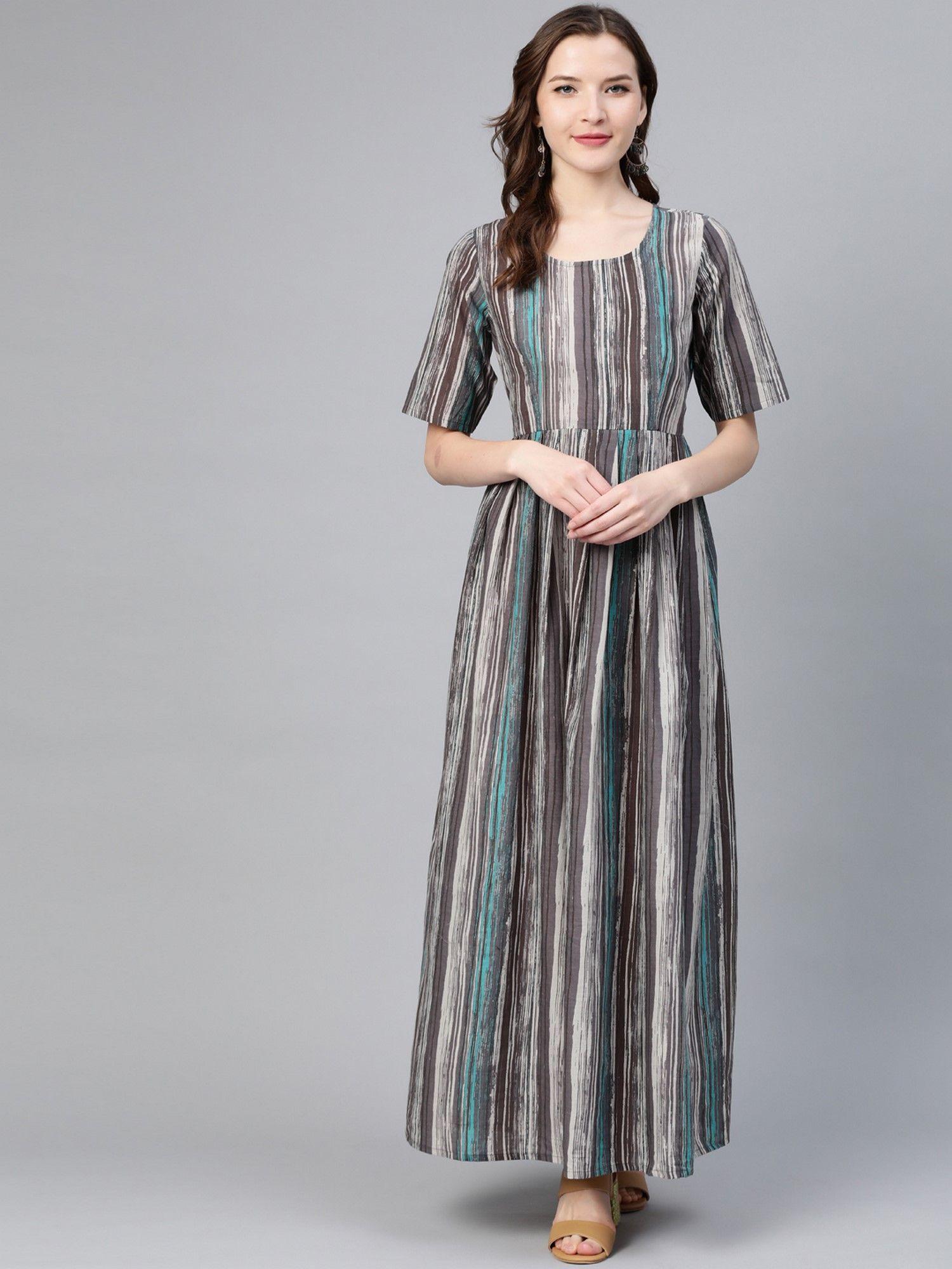 grey stripes maxi dress