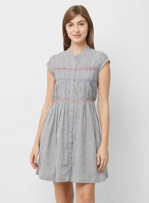 grey stripes short dress