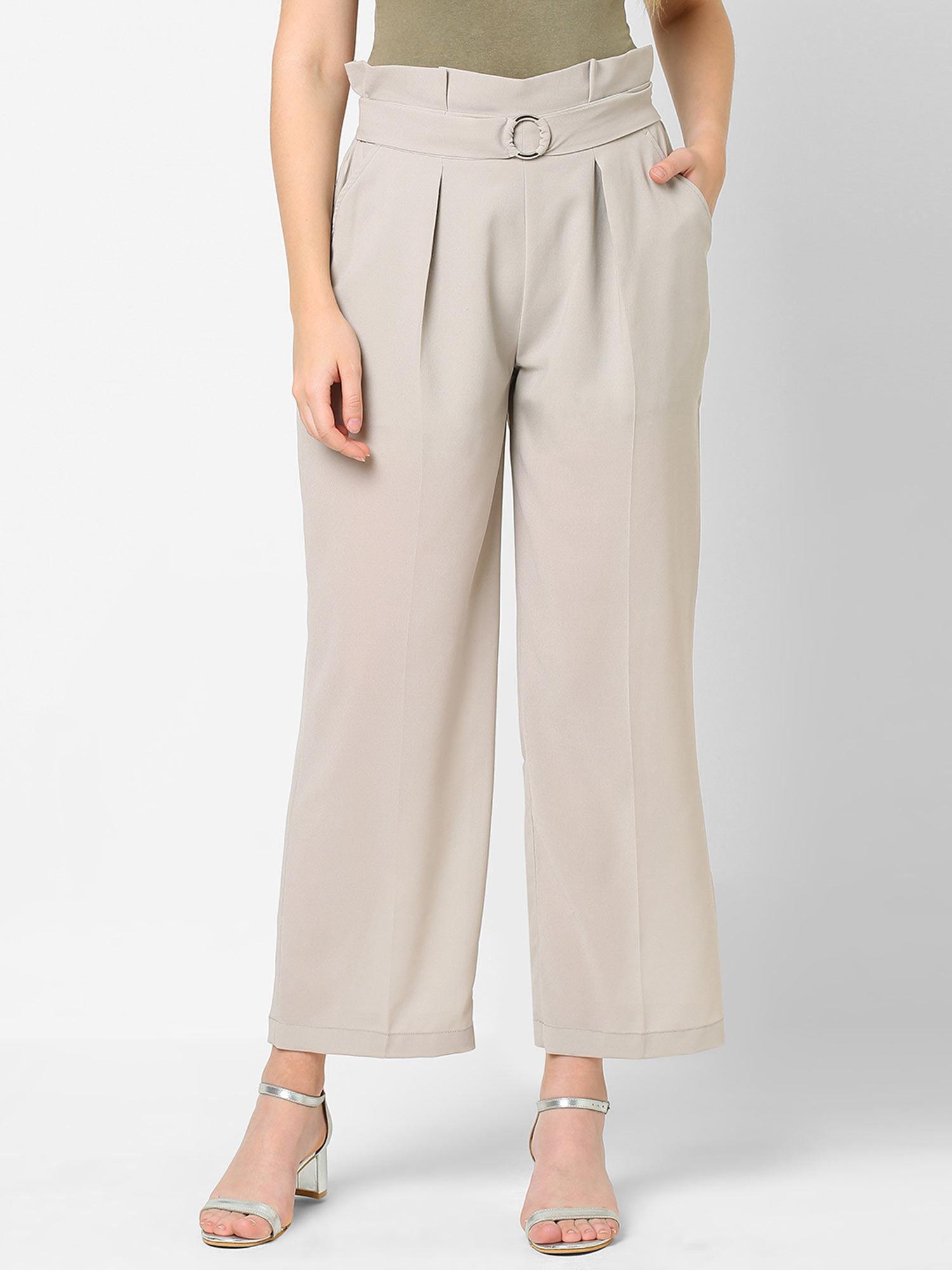 grey stylised belt trouser