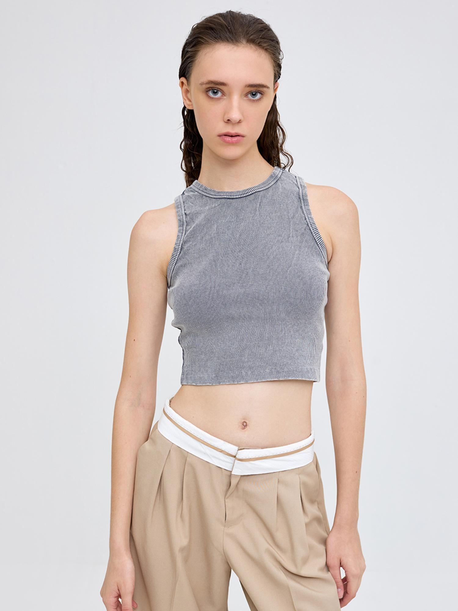 grey tank crop top