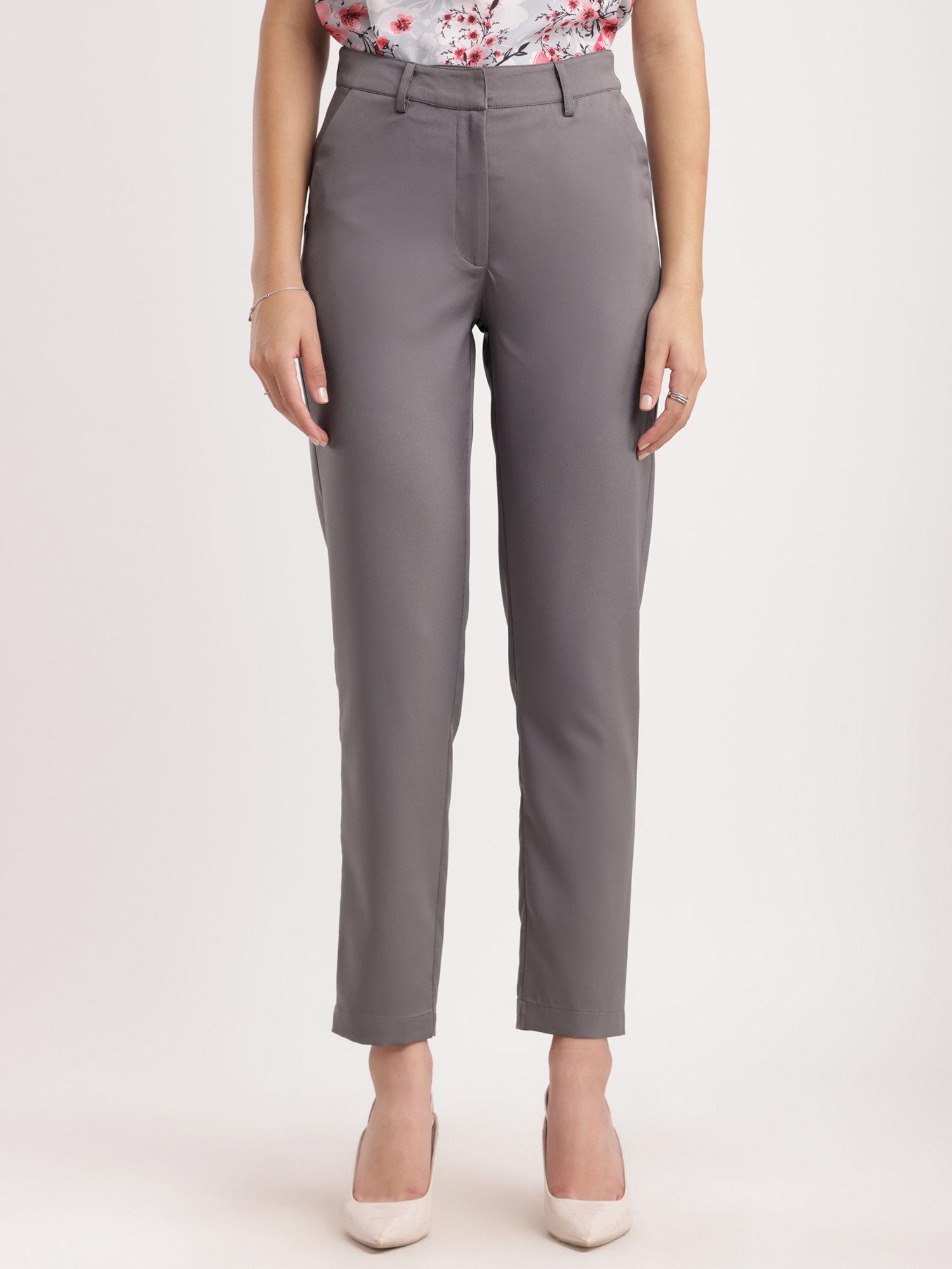 grey tapered mid rise pant