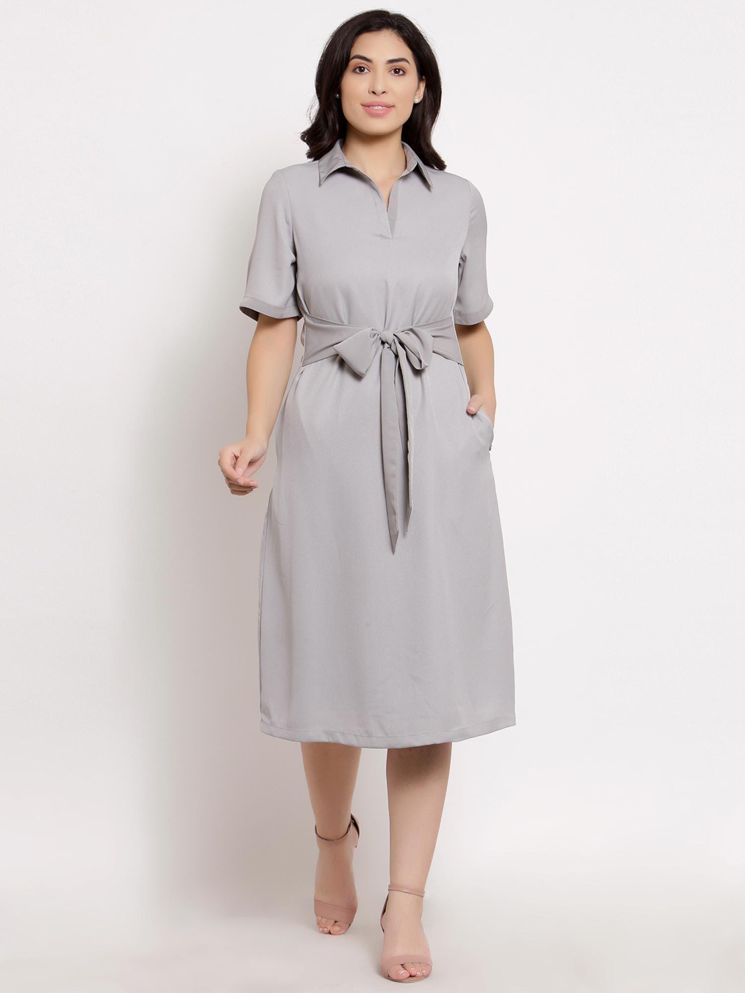 grey tie dress