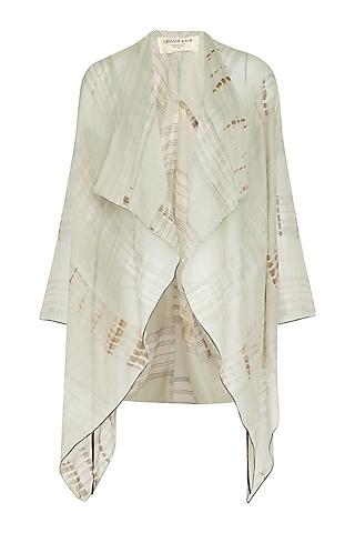 grey tie-dye printed sheer cape