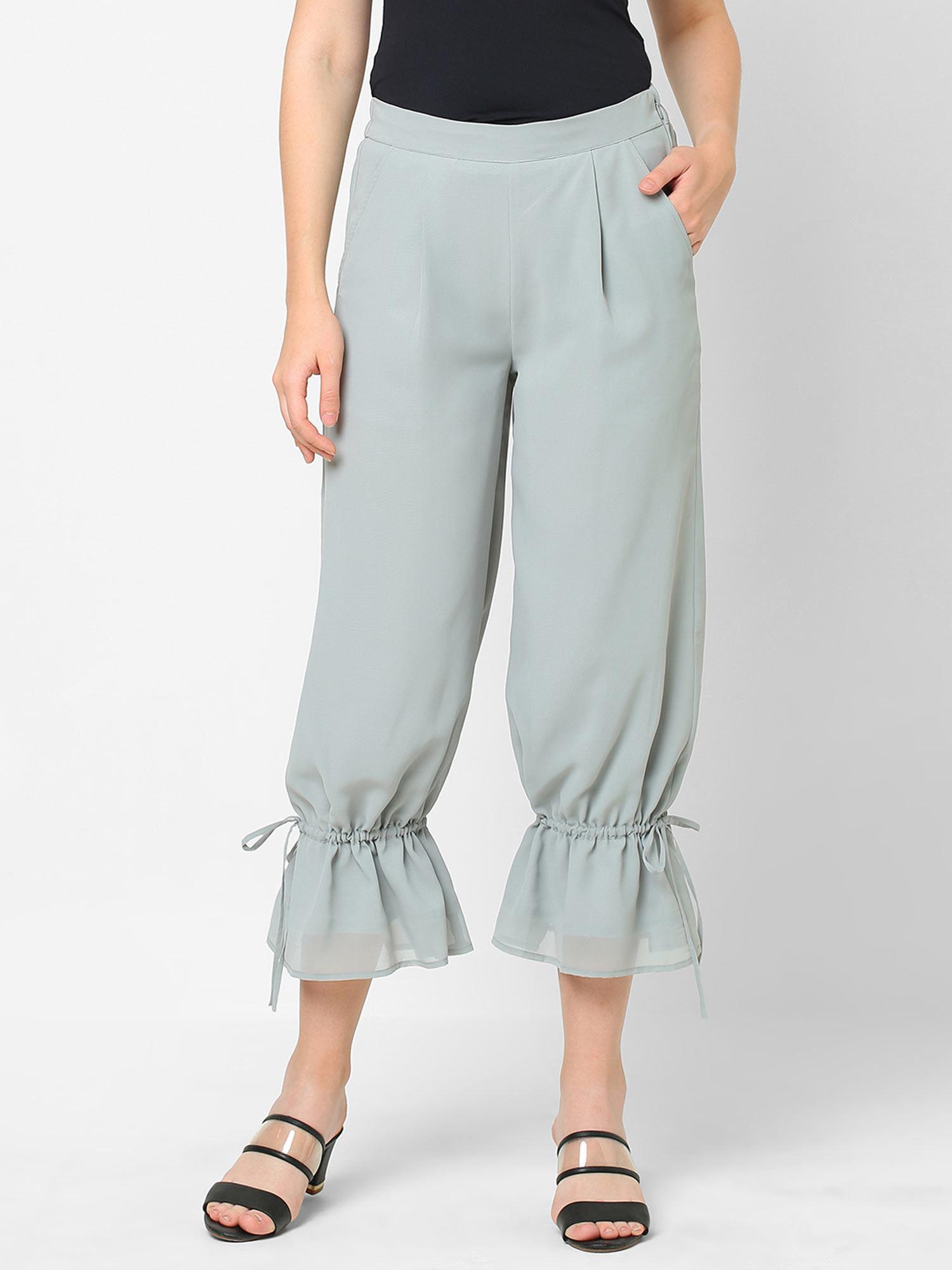 grey tie-up detail trouser