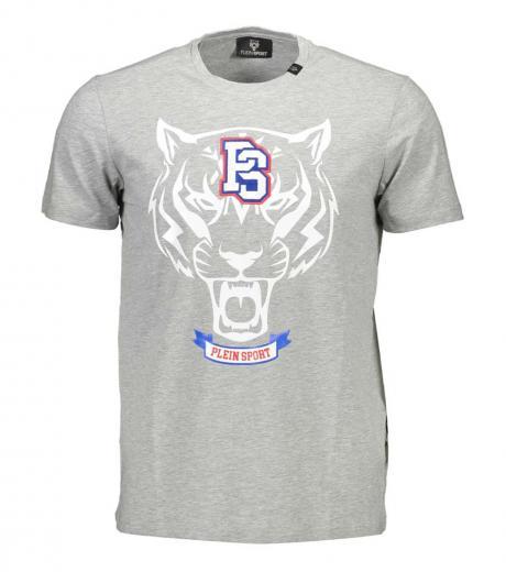 grey tiger logo print t-shirt