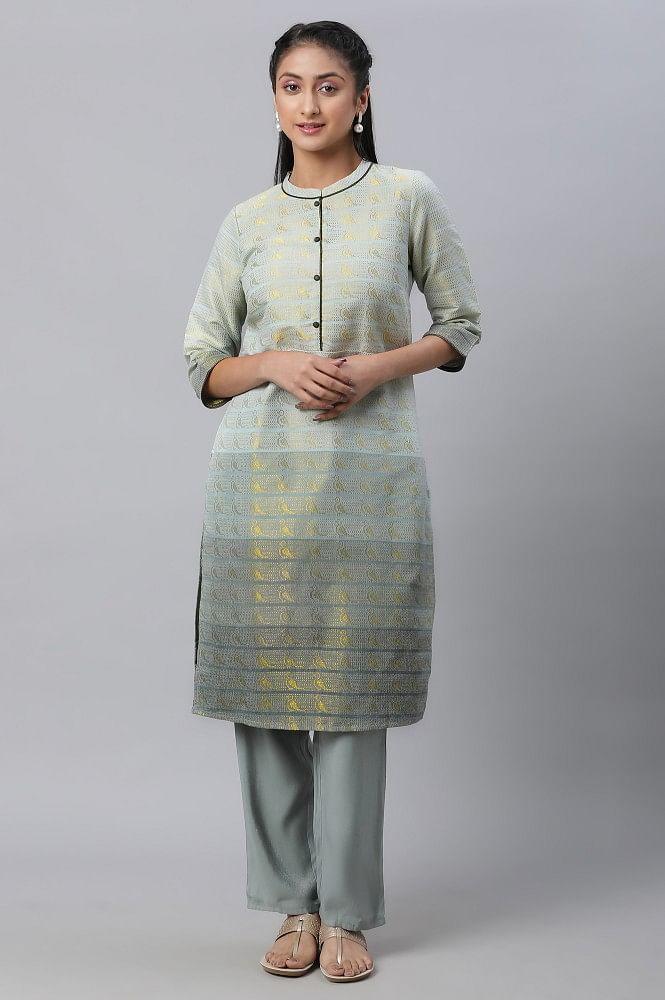 grey tonal zari dobby kurta