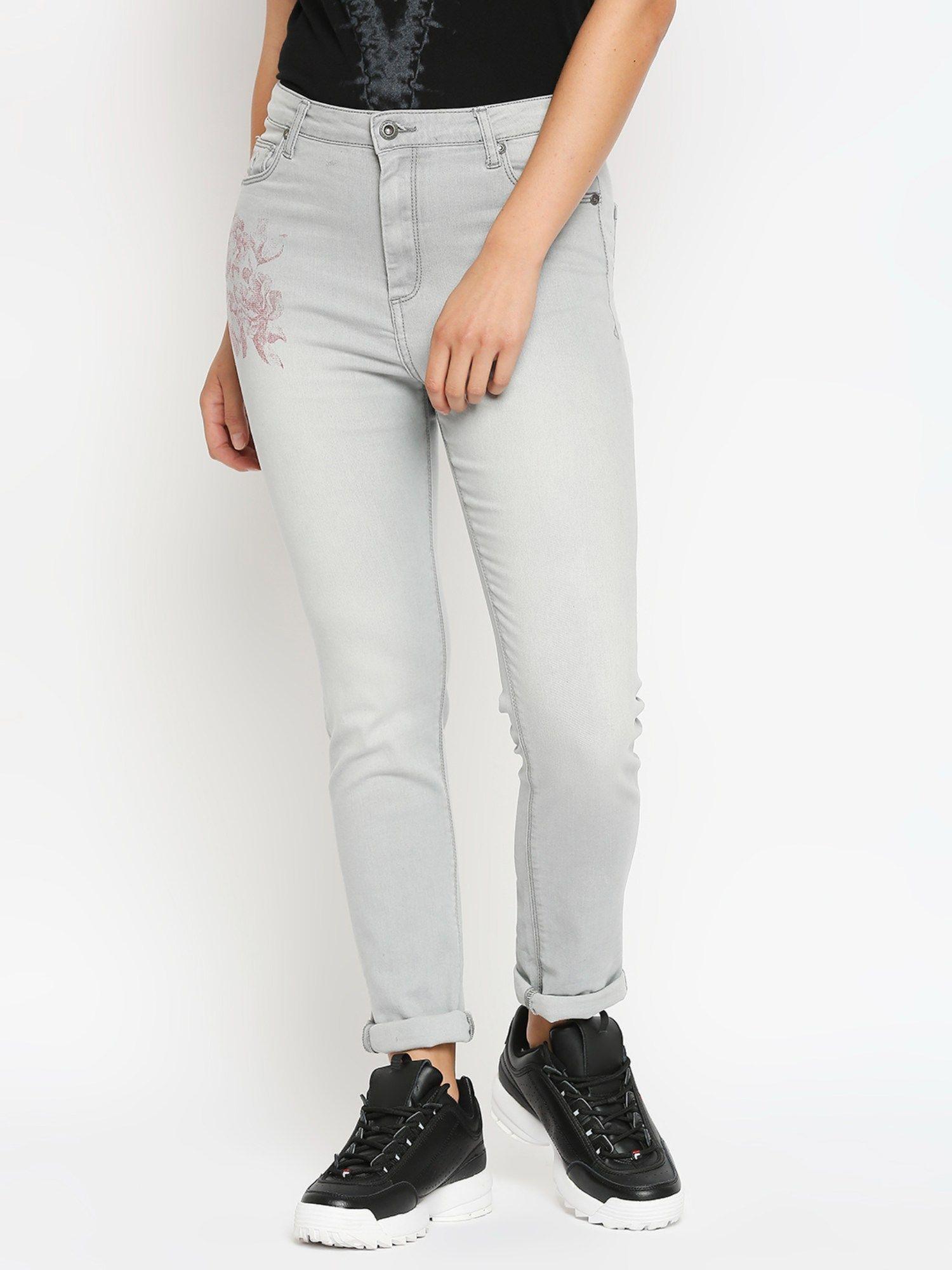 grey tone womens denim jeans