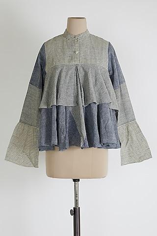 grey top with ruffles