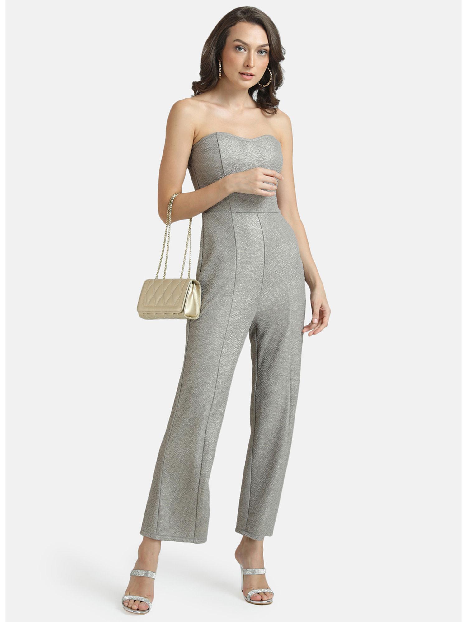 grey tube jumpsuit with princess lines