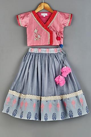 grey tulle lehenga set for girls