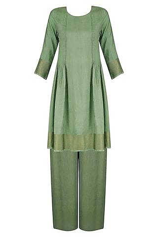 grey tussar moonga handloom pintuck kurta set