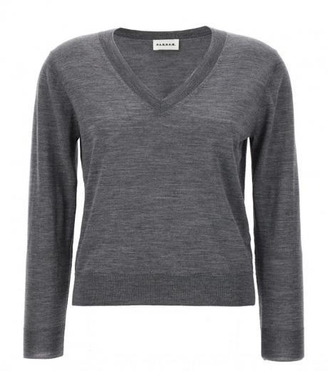 grey v-neck sweater