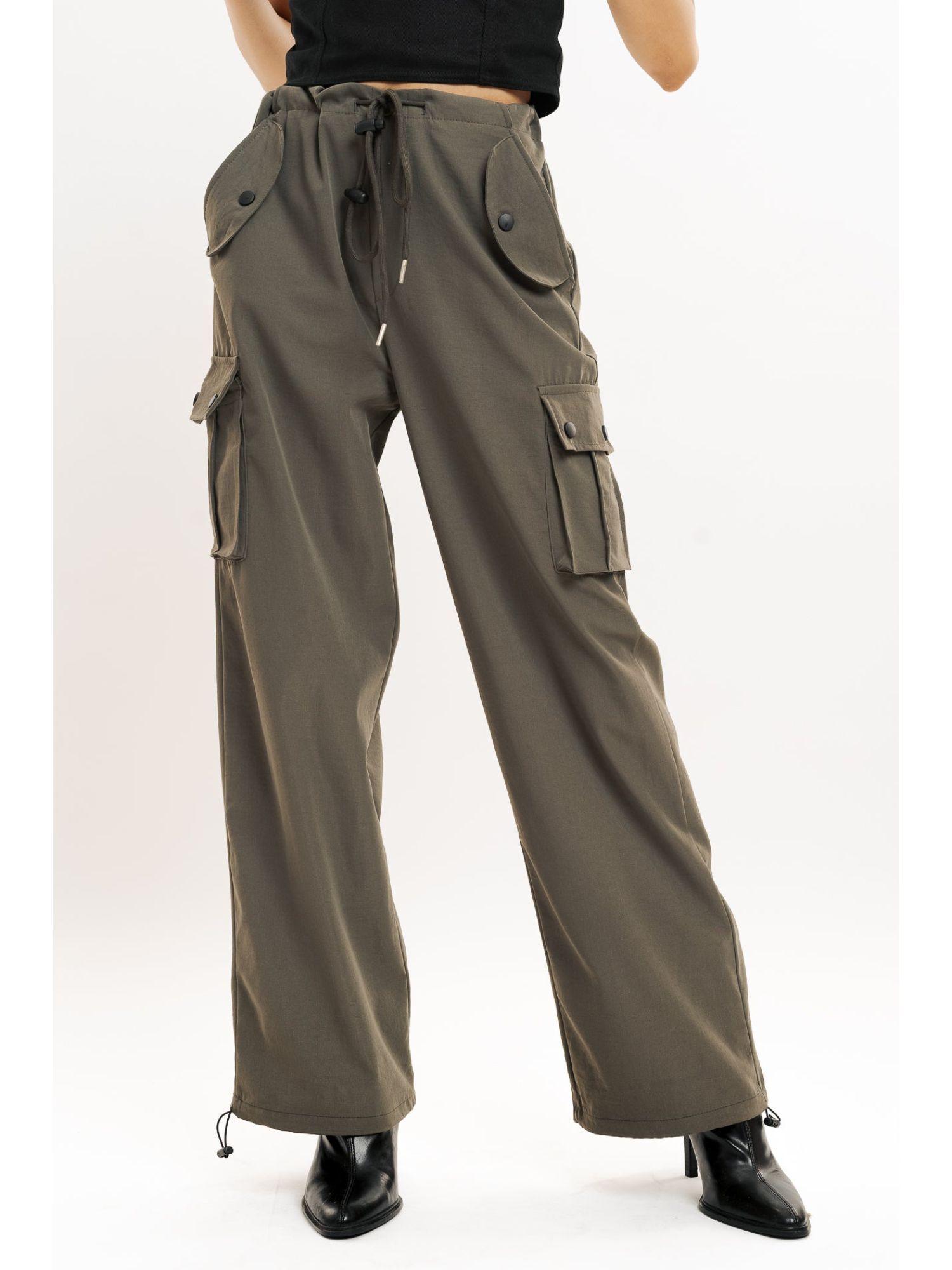 grey wide leg cargo trouser