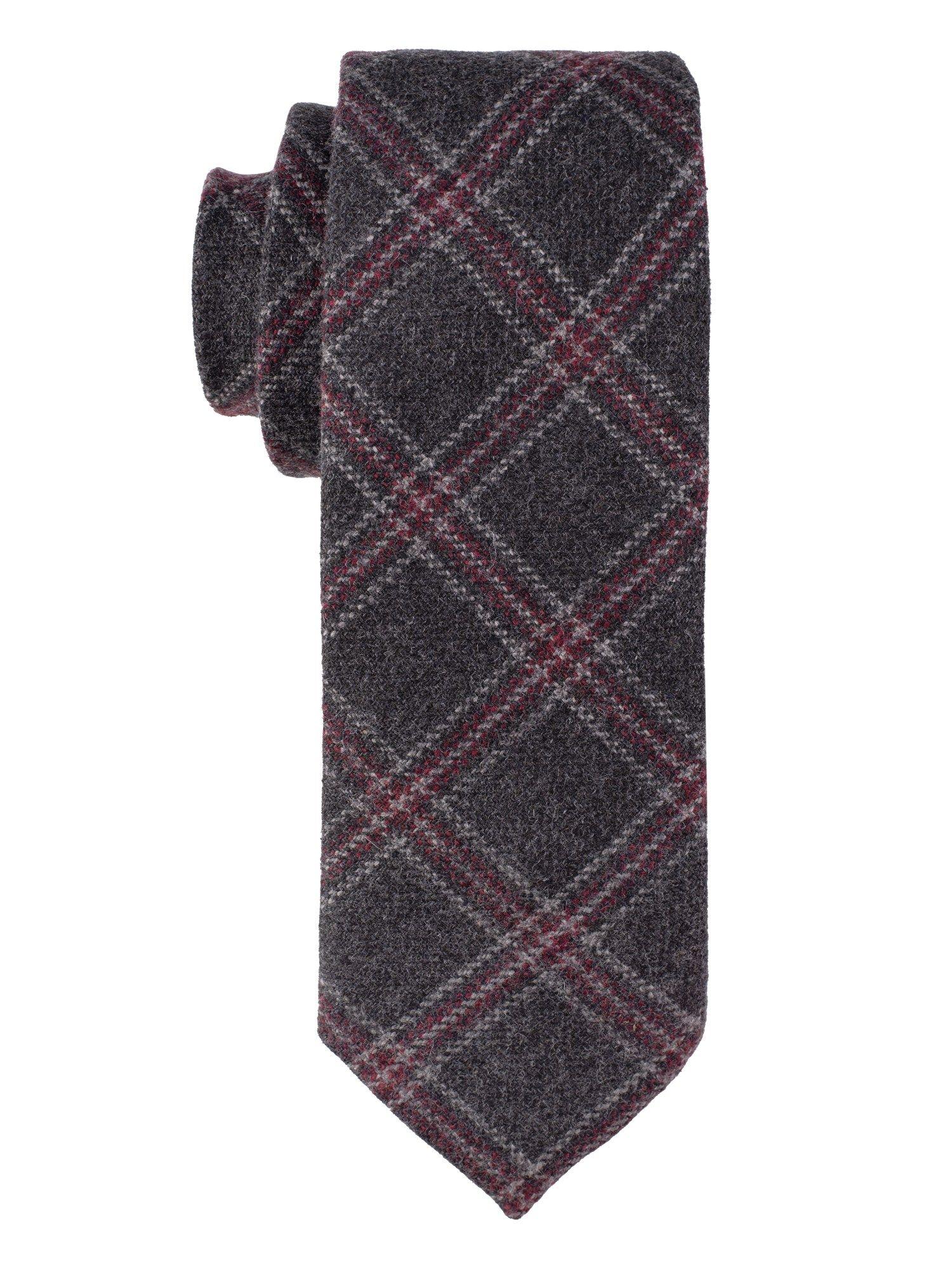 grey with pink checks woolen necktie