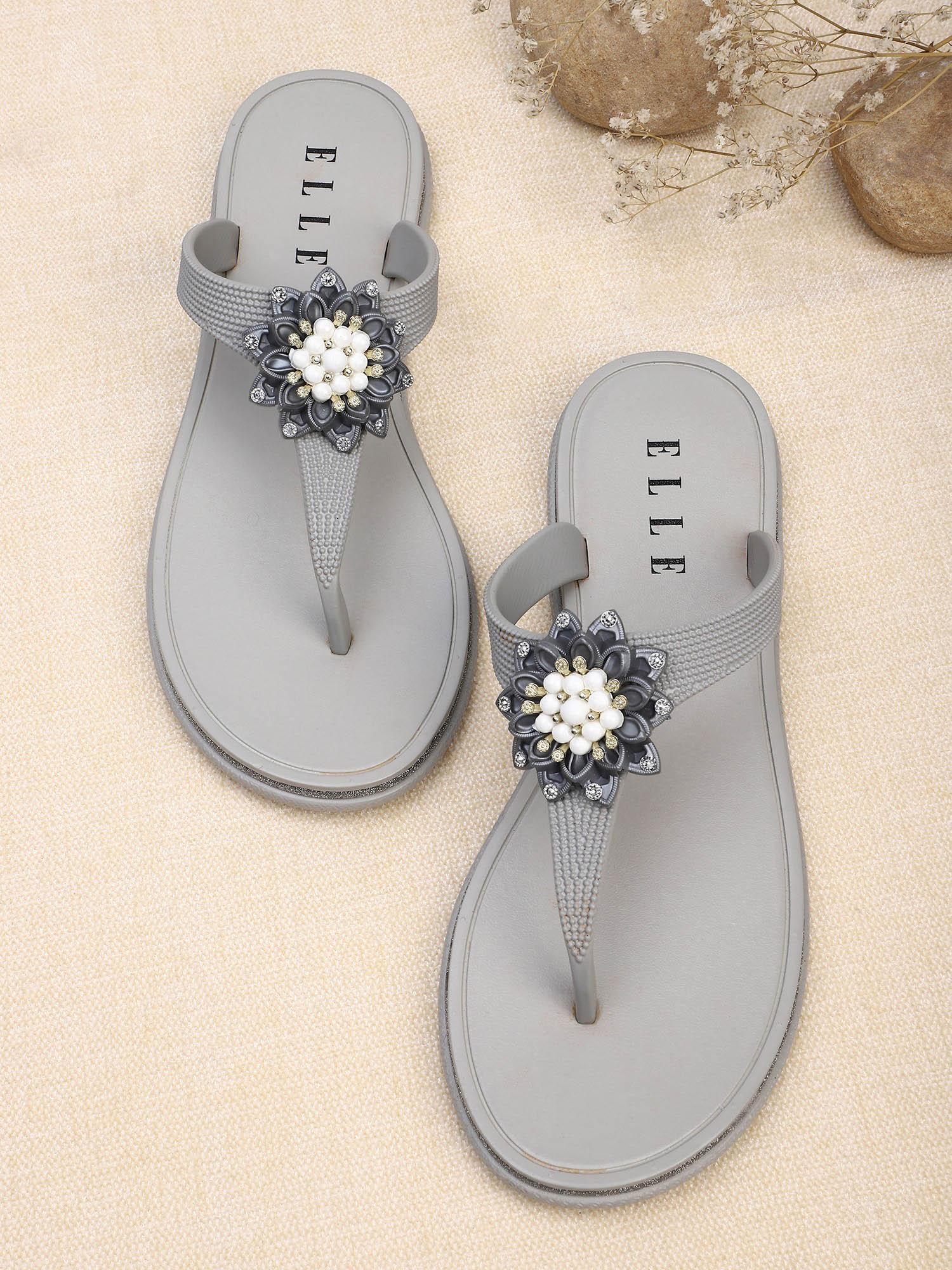 grey women slip on flipflops