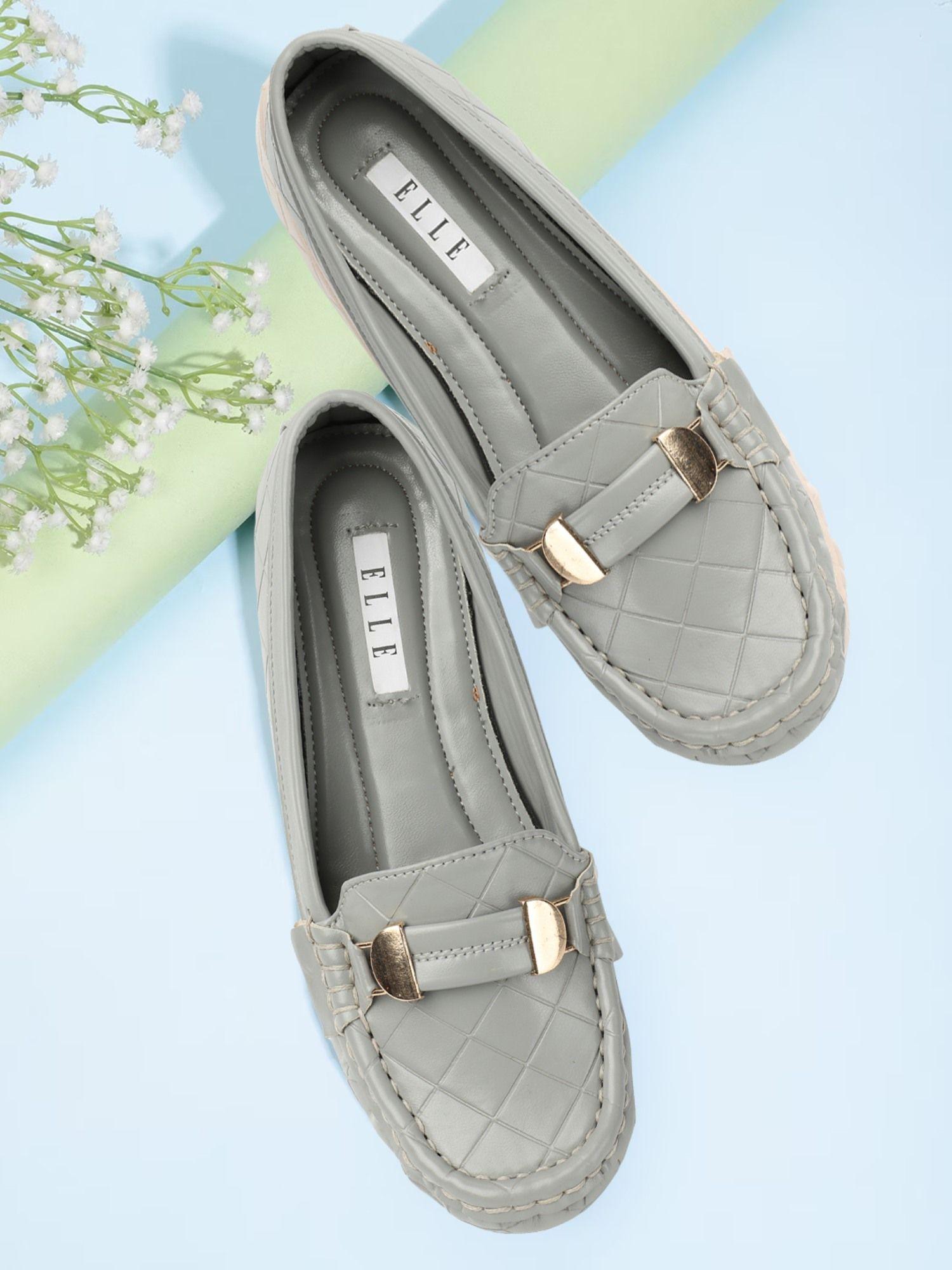 grey women slip on loafers