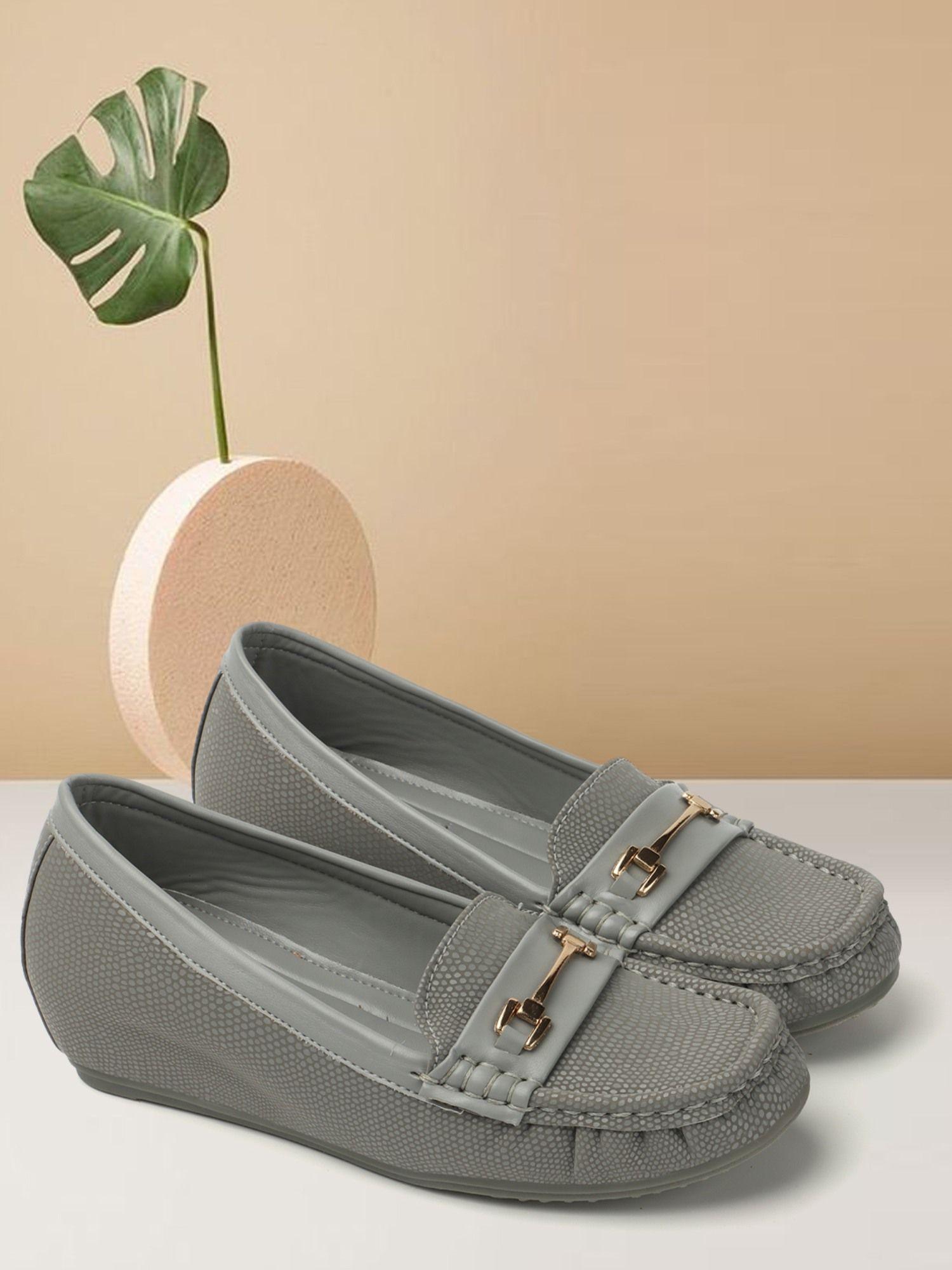 grey women slip on loafers