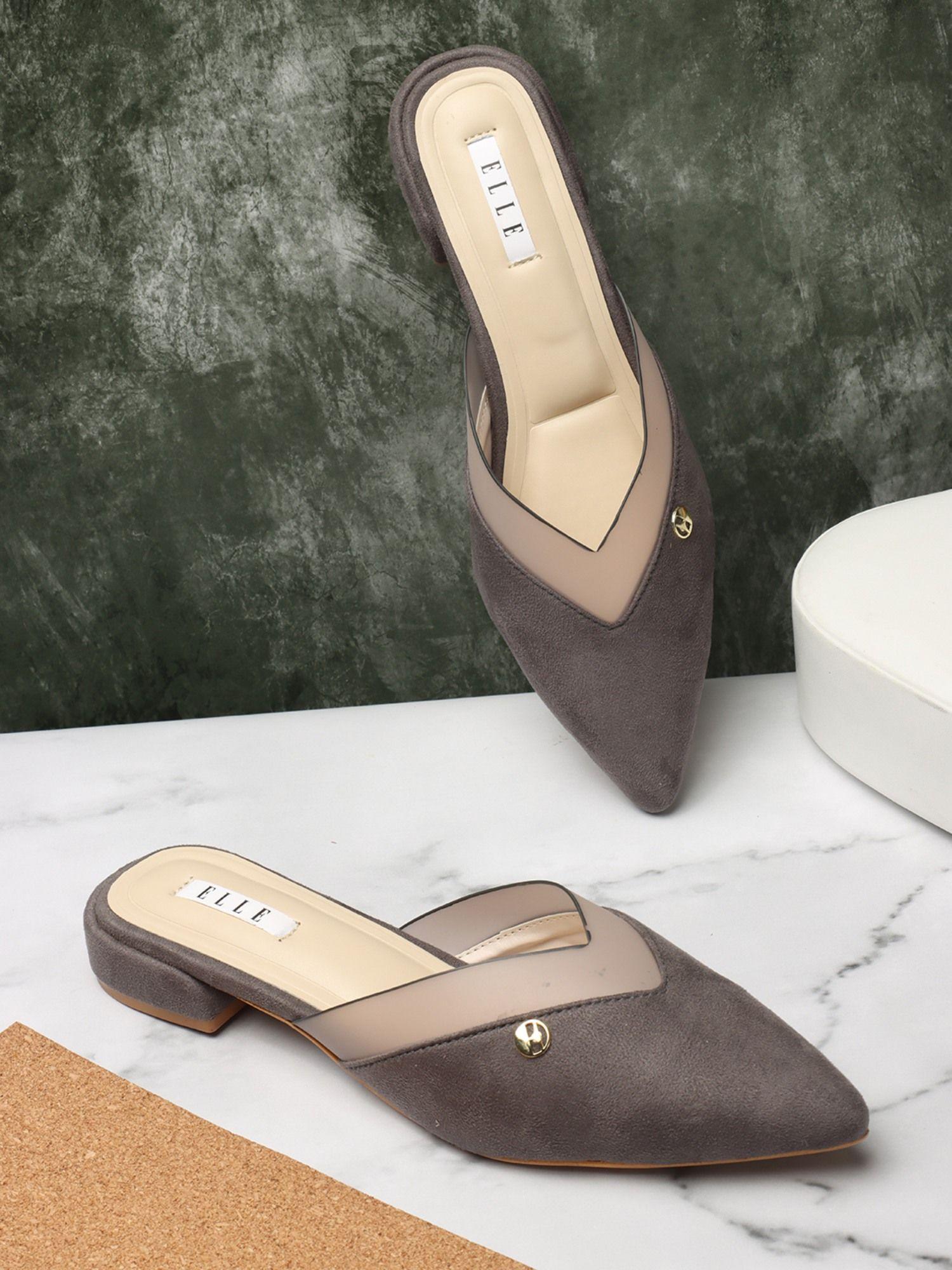 grey women slip on mules