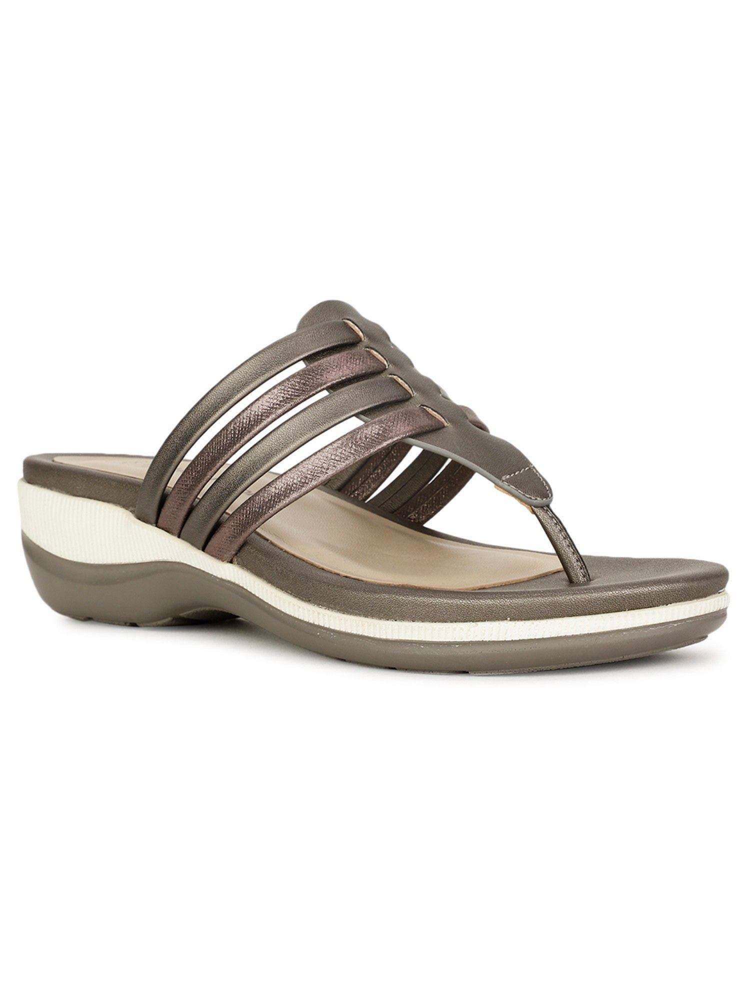 grey women slip-on sandals