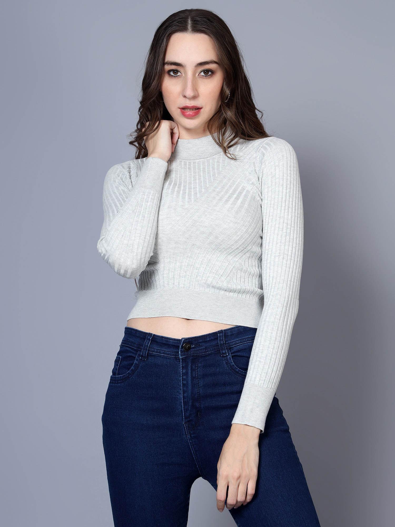 grey womens crop sweater