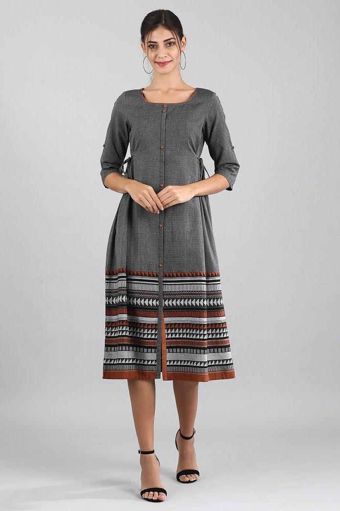 grey yarn-dyed dress